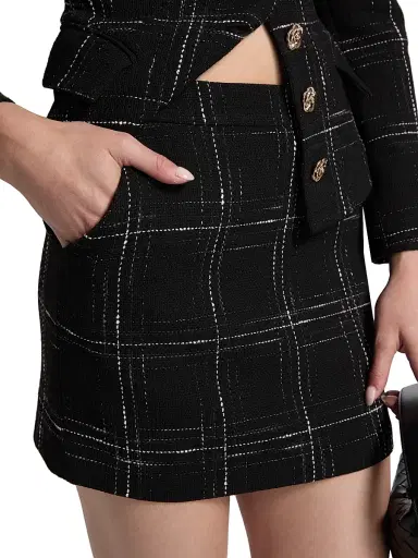 Generation Love Women's Kendra Windowpane Tweed Miniskirt - Black White | Thumbnail 5 Generation Love Women's Kendra Windowpane Tweed Miniskirt - Black White | Thumbnail 5