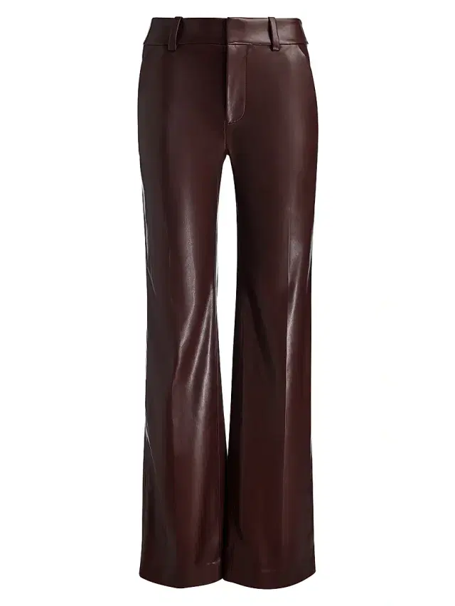 ALICE + OLIVIA Women's Alexander Faux-Leather Straight-Leg Pants - Dark Chocolate