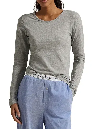 Polo Ralph Lauren Women's Base Layer Heathered Stretch-Cotton T-Shirt - Heather Grey | Thumbnail 2