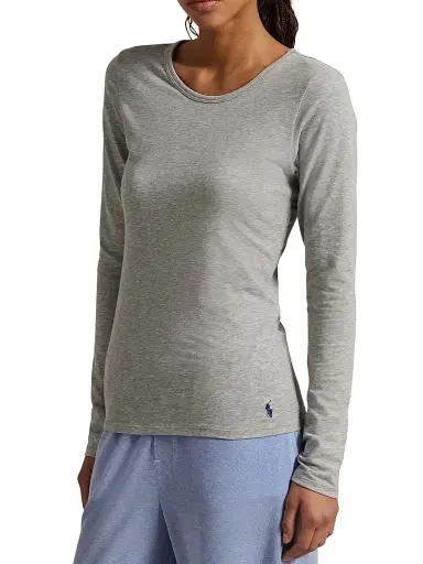 Polo Ralph Lauren Women's Base Layer Heathered Stretch-Cotton T-Shirt - Heather Grey | Thumbnail 3