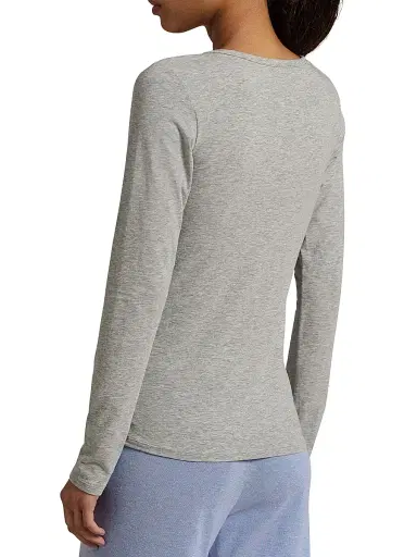 Polo Ralph Lauren Women's Base Layer Heathered Stretch-Cotton T-Shirt - Heather Grey | Thumbnail 4