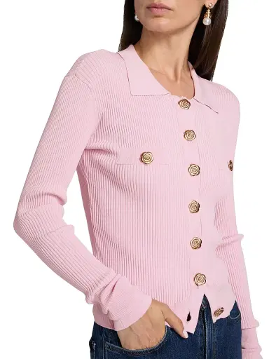 Generation Love Women's Carter Rib-Knit Cardigan - Pink | Thumbnail 6