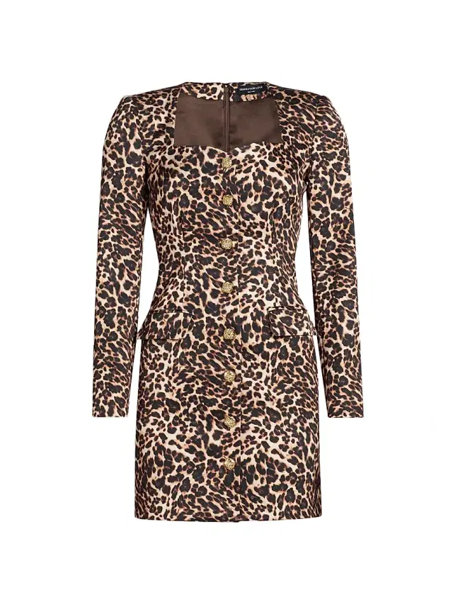 Generation Love Women's Odelia Leopard-Print Satin Minidress - Leopardess