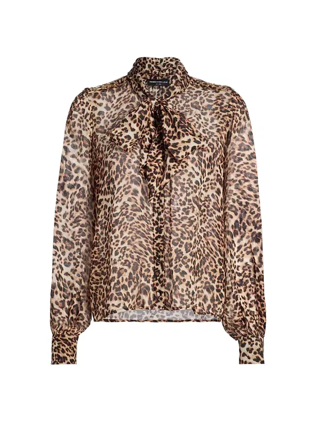 Generation Love Women's Veralli Leo Bow-Tie Blouse - Leopardess
