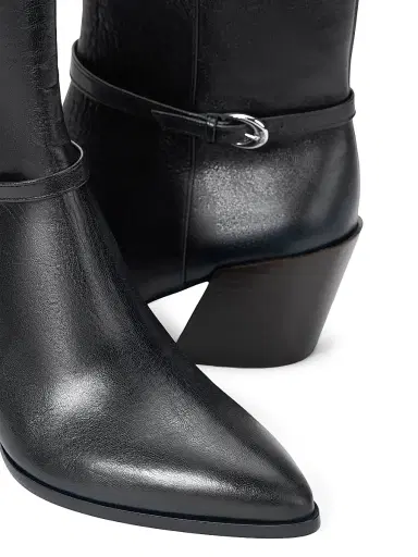 Staud Women's Austen 50MM Buckle-Detail Leather Ankle Boots - Black - Size 11 | Thumbnail 4