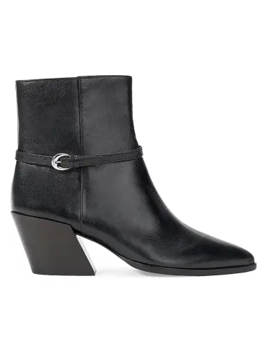 Staud Women's Austen 50MM Buckle-Detail Leather Ankle Boots - Black - Size 11 | Thumbnail 1