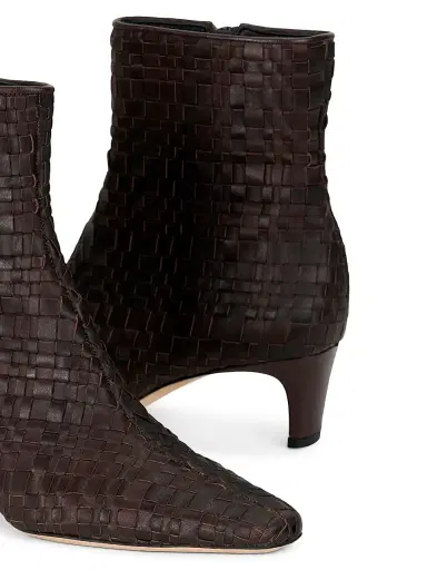 Staud Women's Wally 55MM Woven Ankle Boot - Espresso Woven | Thumbnail 4 Staud Women's Wally 55MM Woven Ankle Boot - Espresso Woven | Thumbnail 4