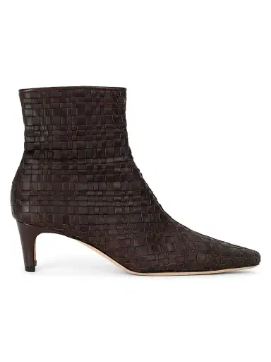 Staud Women's Wally 55MM Woven Ankle Boot - Espresso Woven | Thumbnail 1 Staud Women's Wally 55MM Woven Ankle Boot - Espresso Woven | Thumbnail 1