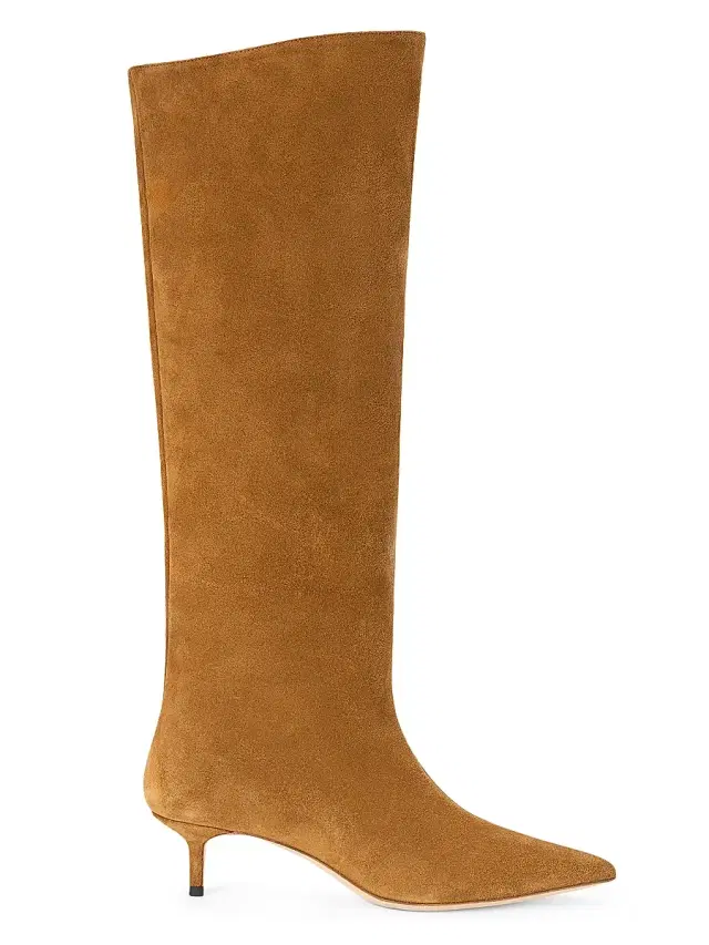 Staud Women's Sebastian 50MM Suede Kitten-Heel Boots - Tan