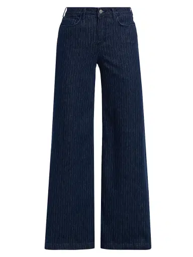 L'AGENCE Women's Quincy High-Rise Wide-Leg Jeans - Ebony Stripe | Thumbnail 1