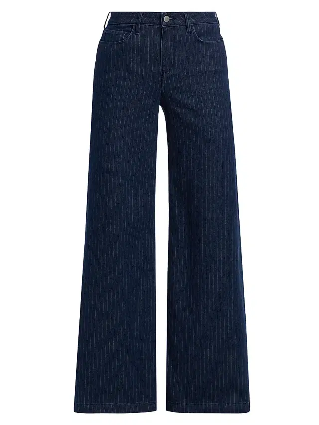 L'AGENCE Women's Quincy High-Rise Wide-Leg Jeans - Ebony Stripe