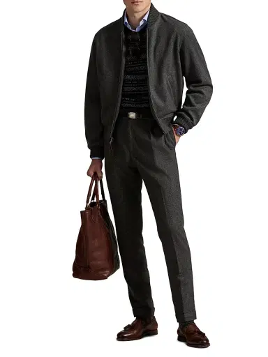 Polo Ralph Lauren Men's Wool-Blend Zip-Up Bomber Jacket - Fortress Grey Heather | Thumbnail 2 Polo Ralph Lauren Men's Wool-Blend Zip-Up Bomber Jacket - Fortress Grey Heather | Thumbnail 2