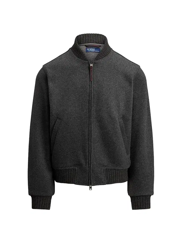 Polo Ralph Lauren Men's Wool-Blend Zip-Up Bomber Jacket - Fortress Grey Heather