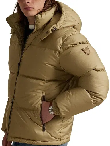 Polo Ralph Lauren Men's Quilted Down Hood Jacket - Khaki | Thumbnail 5 Polo Ralph Lauren Men's Quilted Down Hood Jacket - Khaki | Thumbnail 5