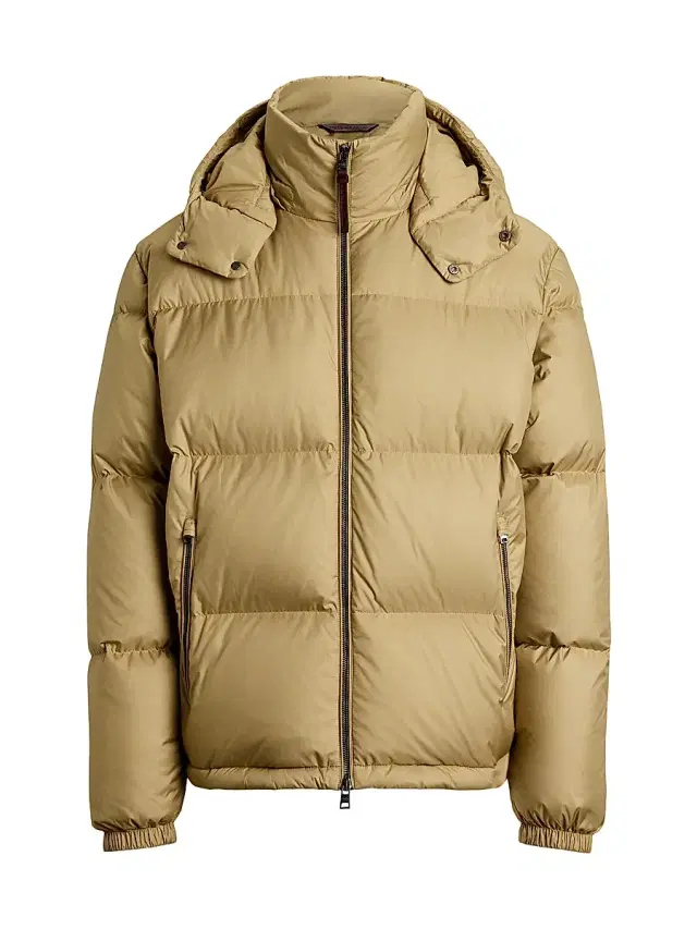 Men's Quilted Down Hood Jacket - Khaki