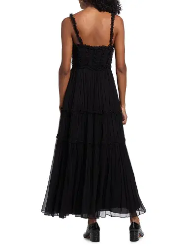Ulla Johnson Women's Talitha Silk Smocked Cami Maxi Dress - Noir | Thumbnail 5
