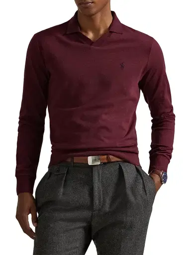 Polo Ralph Lauren Men's Textured Cotton Jersey Polo Shirt - Spring Wine Heather - Size XXL | Thumbnail 3 Polo Ralph Lauren Men's Textured Cotton Jersey Polo Shirt - Spring Wine Heather - Size XXL | Thumbnail 3