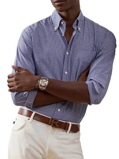 Ralph Lauren Purple Label Men's Micro-Gingham Cotton Shirt - Blue White - Size XS | Thumbnail 3 Ralph Lauren Purple Label Men's Micro-Gingham Cotton Shirt - Blue White - Size XS | Thumbnail 3