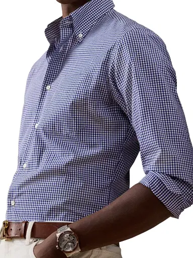 Ralph Lauren Purple Label Men's Micro-Gingham Cotton Shirt - Blue White - Size XS | Thumbnail 5 Ralph Lauren Purple Label Men's Micro-Gingham Cotton Shirt - Blue White - Size XS | Thumbnail 5