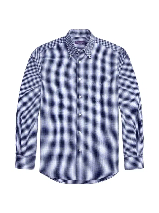 Ralph Lauren Purple Label Men's Micro-Gingham Cotton Shirt - Blue White