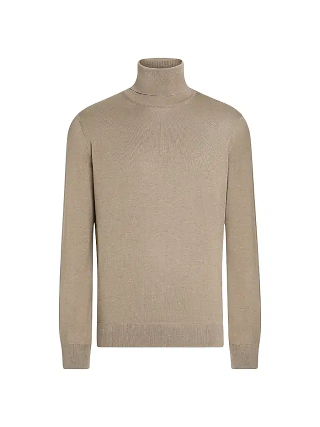 ZEGNA Men's Cashseta Turtleneck Sweater - Light Taupe