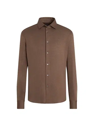 Zegna Men's Cashmere and Silk Shirt - Brown - Size XXL | Thumbnail 1 Zegna Men's Cashmere and Silk Shirt - Brown - Size XXL | Thumbnail 1