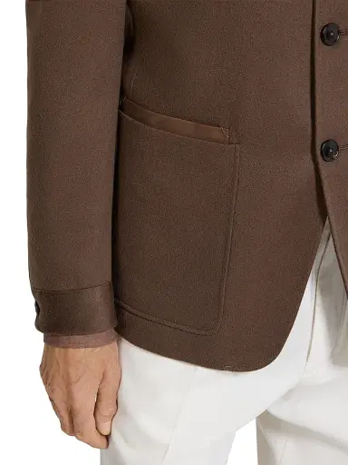ZEGNA Men's Oasi Cashmere II Conte Jacket - Brown | Thumbnail 4