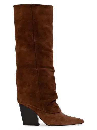 Black Suede Studio Women's Nev 0MM Suede Western Boots - Brownie Suede | Thumbnail 1