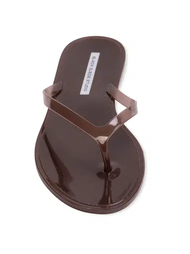 Black Suede Studio Women's Crystal PVC Flip Flops - Chestnut Pvc - Size 11 | Thumbnail 3