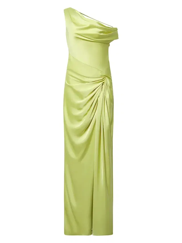 Women's Camilla Satin One-Shoulder Gown - Celery