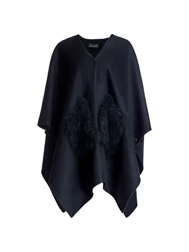 Maximilian Women's Cashmere Cape - Black | Thumbnail 1 Maximilian Women's Cashmere Cape - Black | Thumbnail 1