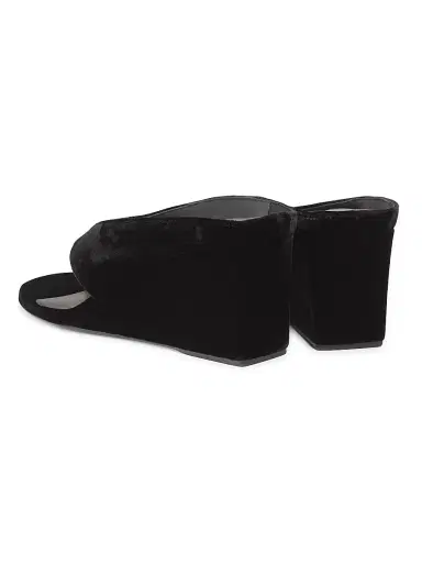 ALAIA Women's 75MM Velvet Wedge Sandals - Noir | Thumbnail 3