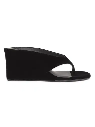 ALAIA Women's 75MM Velvet Wedge Sandals - Noir | Thumbnail 1