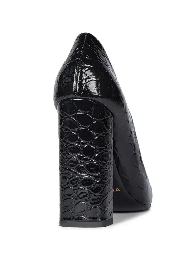 ALAIA Women's 90MM Croc-Embossed Leather Pumps - Noir | Thumbnail 4 ALAIA Women's 90MM Croc-Embossed Leather Pumps - Noir | Thumbnail 4