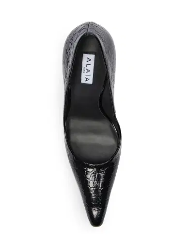 ALAIA Women's 90MM Croc-Embossed Leather Pumps - Noir | Thumbnail 5 ALAIA Women's 90MM Croc-Embossed Leather Pumps - Noir | Thumbnail 5