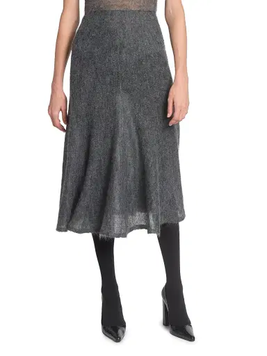 Alaïa Women's Circle Wool-Blend Midi-Skirt - Gris Chine | Thumbnail 3 Alaïa Women's Circle Wool-Blend Midi-Skirt - Gris Chine | Thumbnail 3