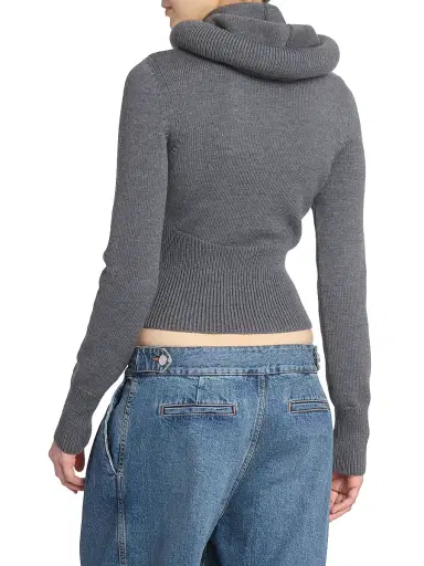 Alaïa Women's Hooded Wool Sweater - Gris Chine - Size 10 | Thumbnail 5
