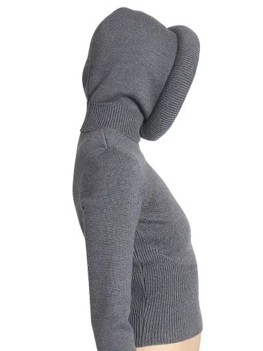 Alaïa Women's Hooded Wool Sweater - Gris Chine - Size 10 | Thumbnail 6