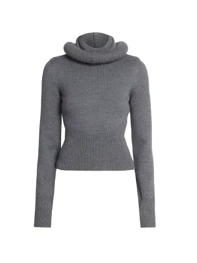 Alaïa Women's Hooded Wool Sweater - Gris Chine - Size 10 | Thumbnail 1