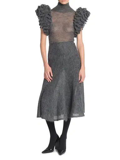 Alaïa Women's Mohair-Blend Padded Bodysuit - Gris Chine | Thumbnail 2 Alaïa Women's Mohair-Blend Padded Bodysuit - Gris Chine | Thumbnail 2