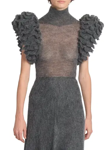 Alaïa Women's Mohair-Blend Padded Bodysuit - Gris Chine | Thumbnail 3 Alaïa Women's Mohair-Blend Padded Bodysuit - Gris Chine | Thumbnail 3