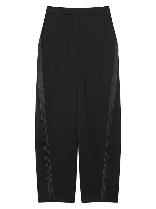 Women's Tailored Pants in Wool with Inside-Out Effect - Black Women's Tailored Pants in Wool with Inside-Out Effect - Black