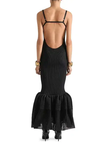 Givenchy Women's Knitted Dress with Ruffles at the Bottom - Black | Thumbnail 3