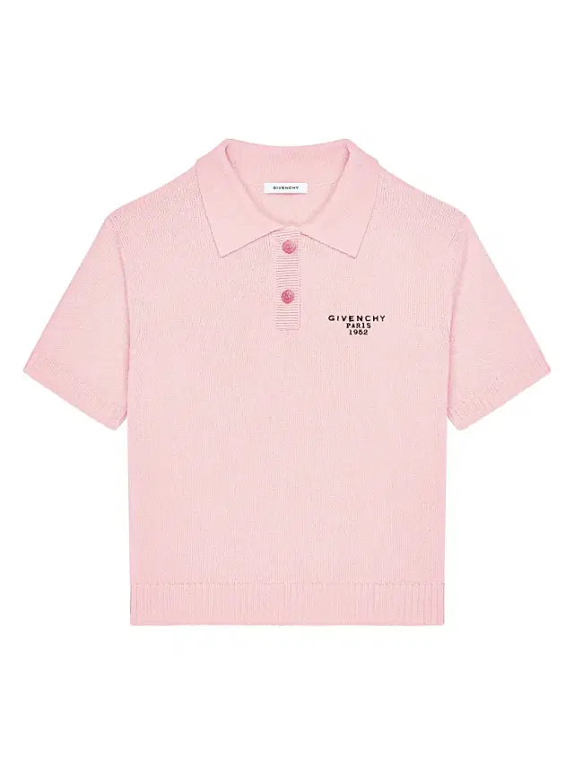 Women's Polo in Wool and Cashmere with Paris 1952 - Light Pink