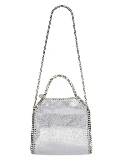 Stella McCartney Women's Mini Falabella Eco Shiny Dotted Chamois Tote Bag - Silver | Thumbnail 1