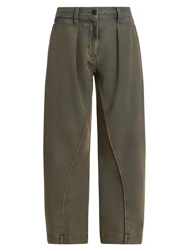 JW Anderson Women's Cotton Twisted-Seam Wide-Leg Pants - Olive