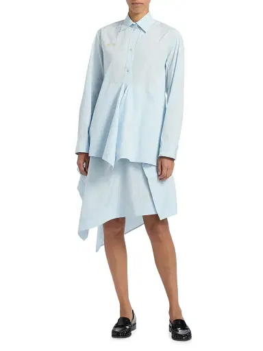 JW Anderson Women's Draped Cotton Peplum Shirt - Pale Blue | Thumbnail 2 JW Anderson Women's Draped Cotton Peplum Shirt - Pale Blue | Thumbnail 2