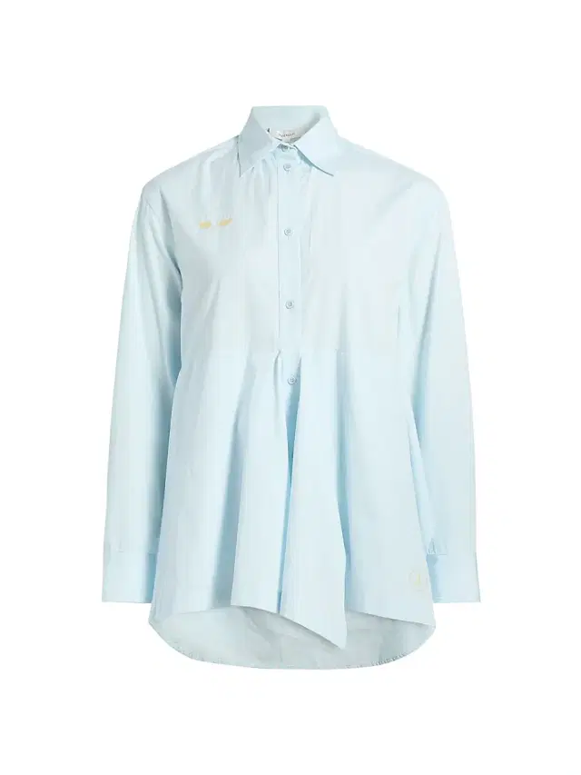 JW Anderson Women's Draped Cotton Peplum Shirt - Pale Blue