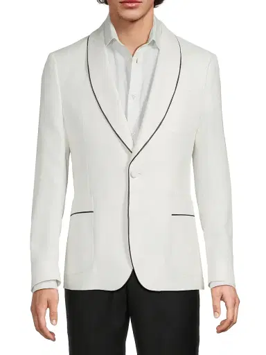 Reiss Men's Caprio Piped Shawl Dinner Jacket - Ivory White - Size 40 | Thumbnail 3 Reiss Men's Caprio Piped Shawl Dinner Jacket - Ivory White - Size 40 | Thumbnail 3