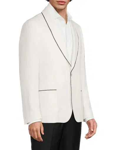 Reiss Men's Caprio Piped Shawl Dinner Jacket - Ivory White - Size 40 | Thumbnail 4 Reiss Men's Caprio Piped Shawl Dinner Jacket - Ivory White - Size 40 | Thumbnail 4